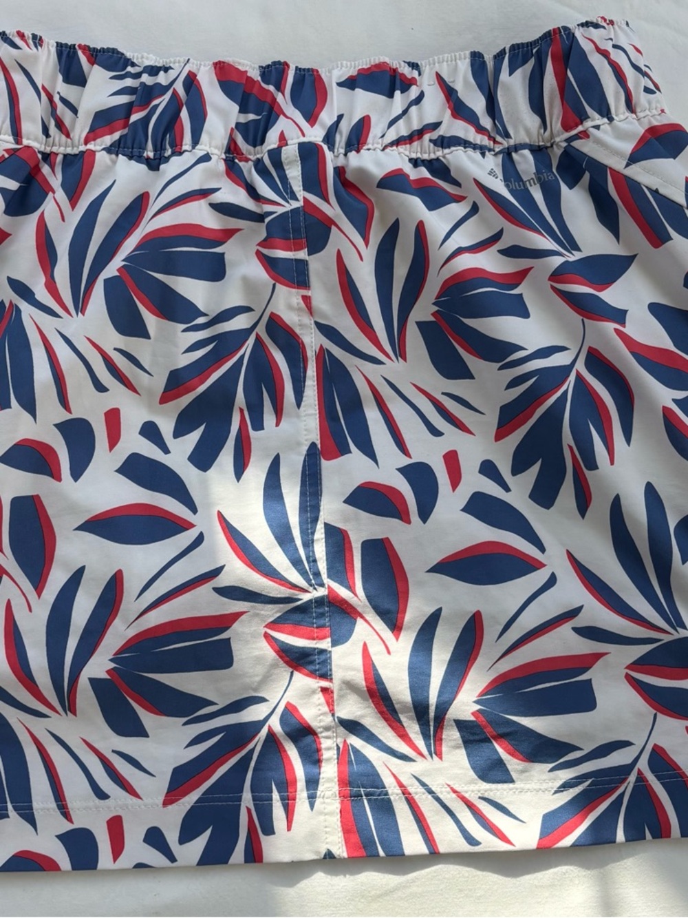 Tropical Leaf Print Mini Skirt - Navy & Red on White - Picture 2 of 9